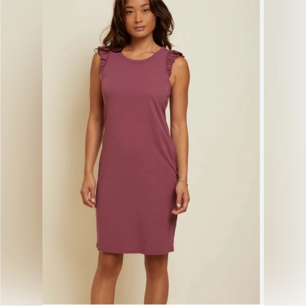 Nation Ltd Steffi ruffled linen cotton blend Dress prune size Small